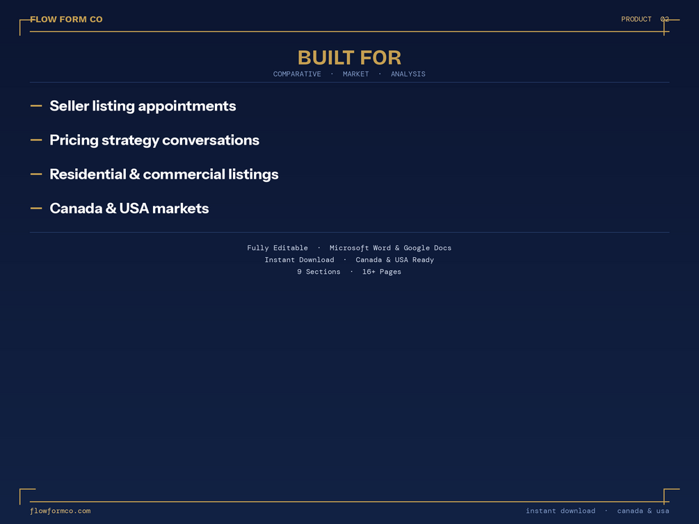 Comparative Market Analysis (CMA) Template