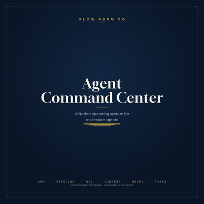 Agent Command Center — Notion Real Estate Operating System | CRM, Pipeline & GCI Tracker for Agents