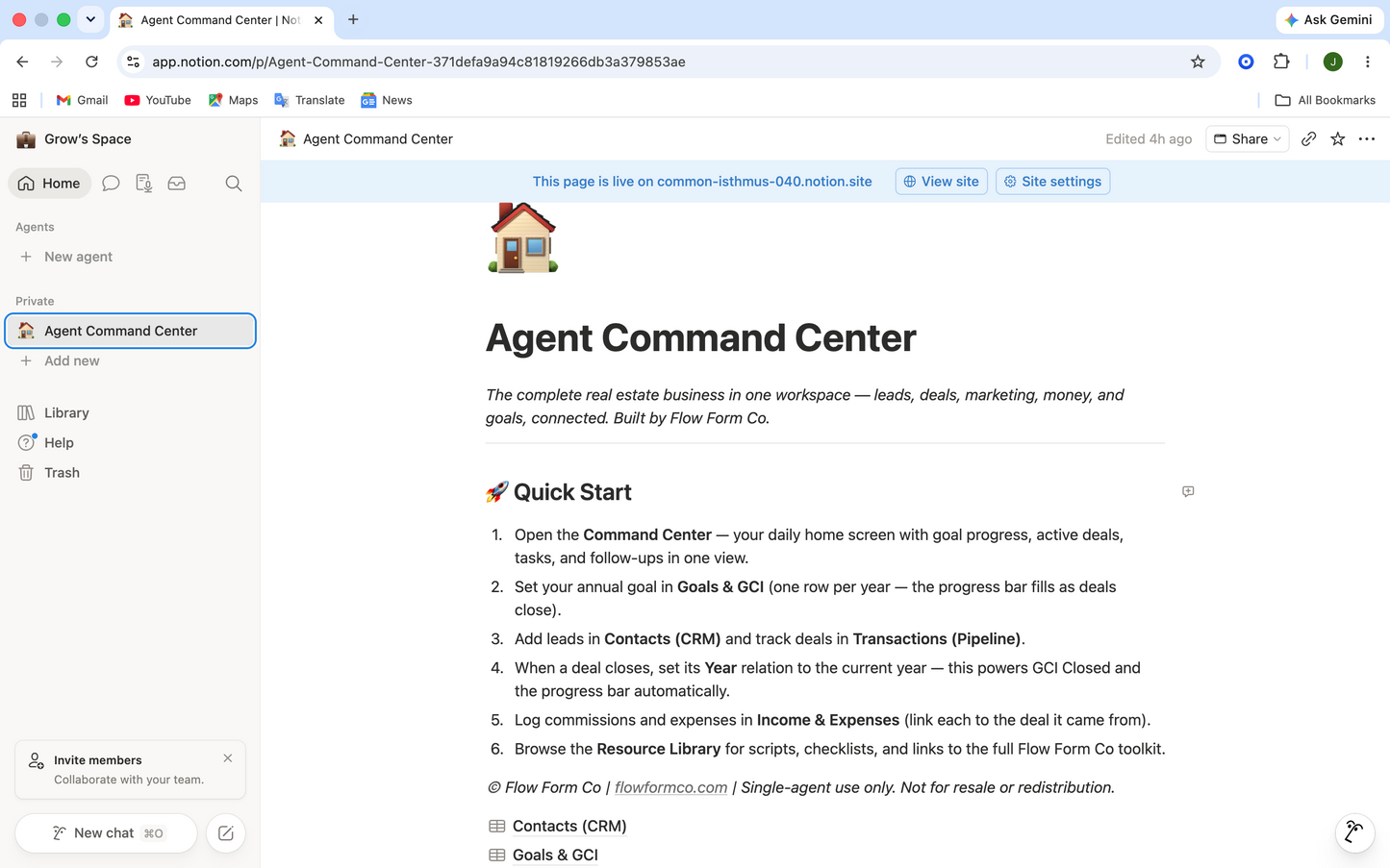 Agent Command Center — Notion Real Estate Operating System | CRM, Pipeline & GCI Tracker for Agents