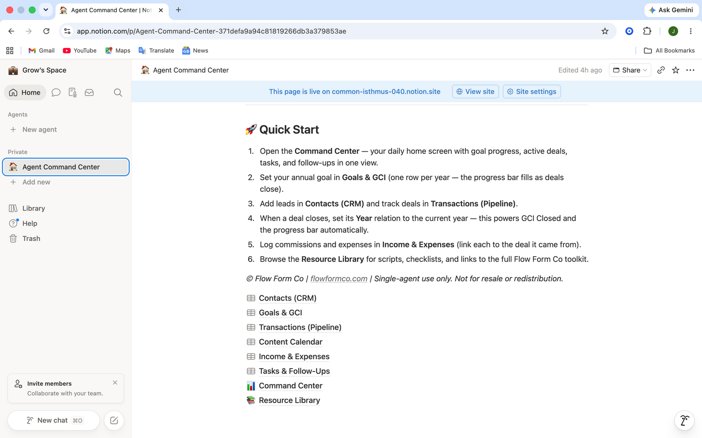 Agent Command Center — Notion Real Estate Operating System | CRM, Pipeline & GCI Tracker for Agents